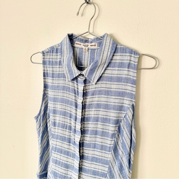 | fashion on earth • striped sleeveless button down a line mini dress • small | - Picture 5 of 12